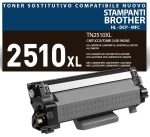 TN-2510XL Cartuccia toner sostitutiva 3.000 pagine compatibile stampanti e multifunzione Brother DCP HL MFC -L 2620 2627 2660 2665 2400 2445 2447 2865 2800 2827 2835 2860 2960 2980 DW DWE DWXL
