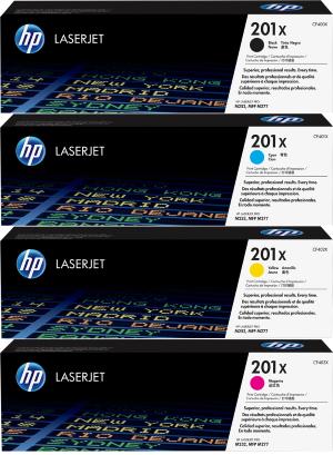HP 201X SET 4 TONER CF400X CF401X CF402X CF403X  K 2800 pagine C M Y 2300 pagine  stampanti e multifunzione: HP Color LaserJet Pro M252dw M252n M274n M277dw M277n