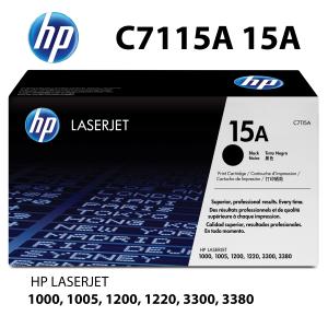 C7115A HP CARTUCCIA TONER NERO alta qualità copertura 2500 pagine compatibile stampanti: HP LASERJET 1000 1000W 1005W 1200 1200N 1220 3300 3320 3320N 3330 3380