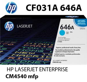 NUOVO HP CF031A 646A Toner Ciano12500 pagine compatibile stampanti: HP Color LaserJet Enterprise CM4540 f fskm MFP