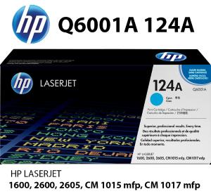 Q6001A 124A ORIGINALE HP Toner C Ciano 2.500 pagine stampanti: HP ColorLaserJet CM1015 mfp en CM1017mfp 1600 2600n 2605 2605 dn dtn