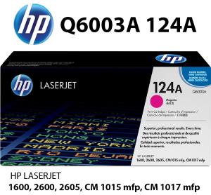 Q6003A 124A ORIGINALE HP Toner M Magenta 2.500 pagine stampanti: HP ColorLaserJet CM1015 mfp en CM1017mfp 1600 2600n 2605 2605 dn dtn