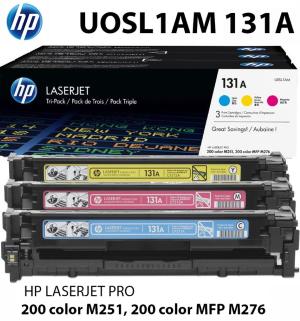 PZ 3 da 1.800 pagine NUOVO HP U0SL1AM 131A MULTIPACK CONVENIENZA CONTENENTE IN UNICA CONFEZIONE 3 TONER COLORI CYM CIANO GIALLO MAGENTA CF211A CF212A CF213A  stampanti e multifunzione: HP LaserJet Pro 200 color M251n M251nw M276n M276nw