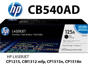 NUOVO HP CB540AD HP CARTUCCIA TONER NERO alta qualità copertura 2pz da 2.200 pagine CAD. compatibile stampanti: HP Color LaserJet CM1312 CM1312nfi CP1210 CP1215 CP1217 CP1510 CP1514n CP1515n CP1518 CP1518ni