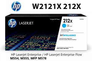 NUOVO HP  W2121X 212X Toner Ciano 10.000 pagine compatibile stampanti: HP Color LaserJet Enterprise M554dn M555dn M555x MFP M578dn MFP M578f Flow MFP M578c
