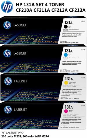 PZ 4 CMY da 1800 K da 1600 pagine NUOVO HP 131A MULTIPACK CONVENIENZA CONTENENTE IN UNICA CONFEZIONE 4 TONER CF210A CF211A CF212A CF213A  stampanti e multifunzione: HP LaserJet Pro 200 color M251n M251nw MFP M276n M276nw