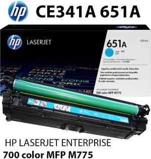 CE341A 651A ORIGINALE HP Toner Ciano copertura 16000 pagine per stampanti: HP LaserJet 700 Color MFP M775 dn f z z+