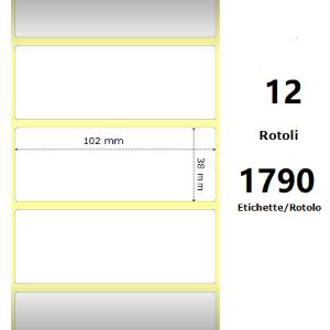 WHITE 102X38MM,1790 ET/ROTOLO Z-1000D, 4X1.5X1CORE, 12 ROLLS