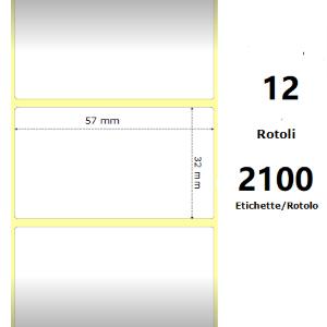 WHITE 57X32MM, 2100ET/ROTOLO Z-2000D,2.2X1.3X1CORE,12 ROLLS
